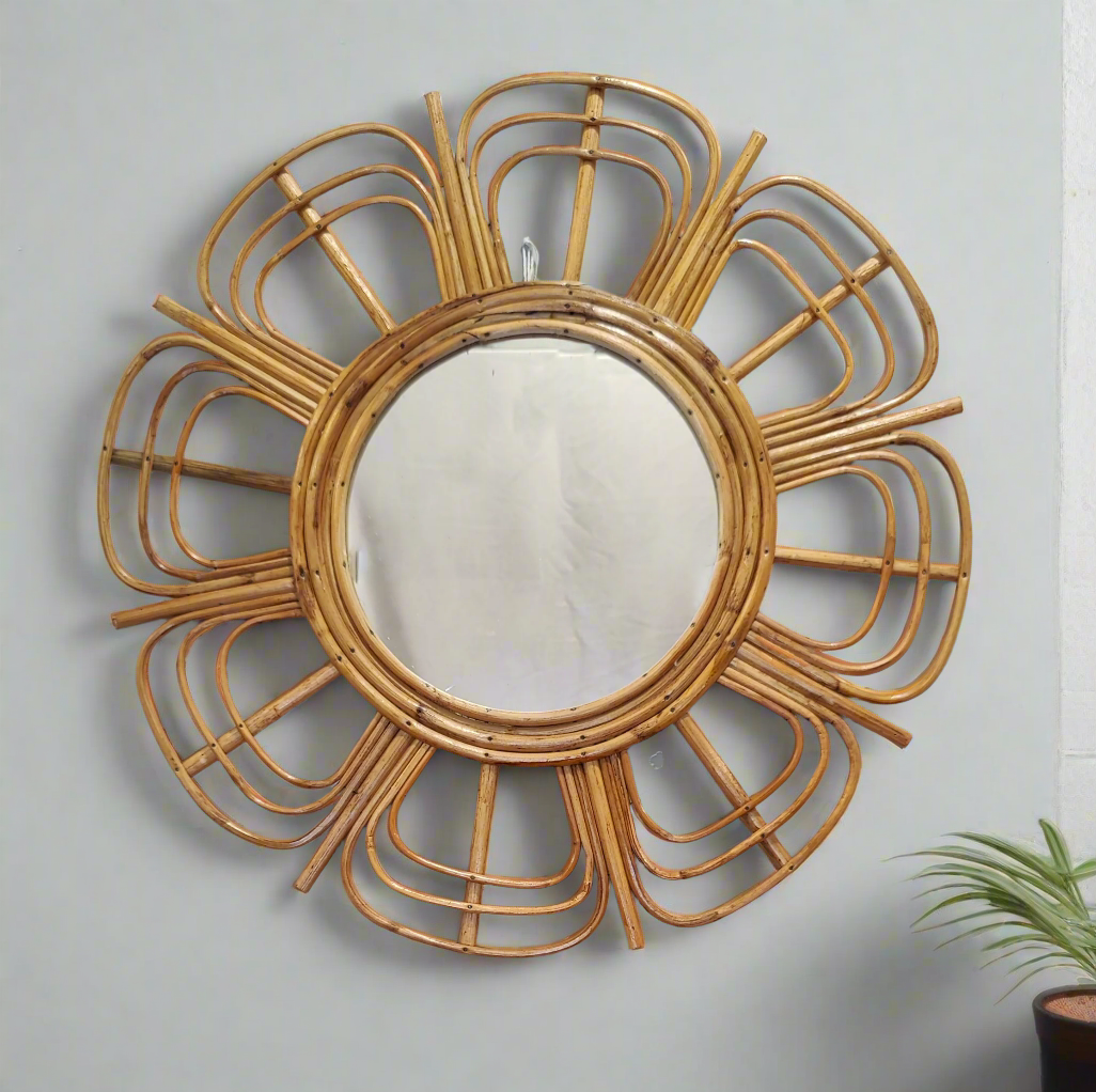 PETAL BLOOM Bamboo Mirror