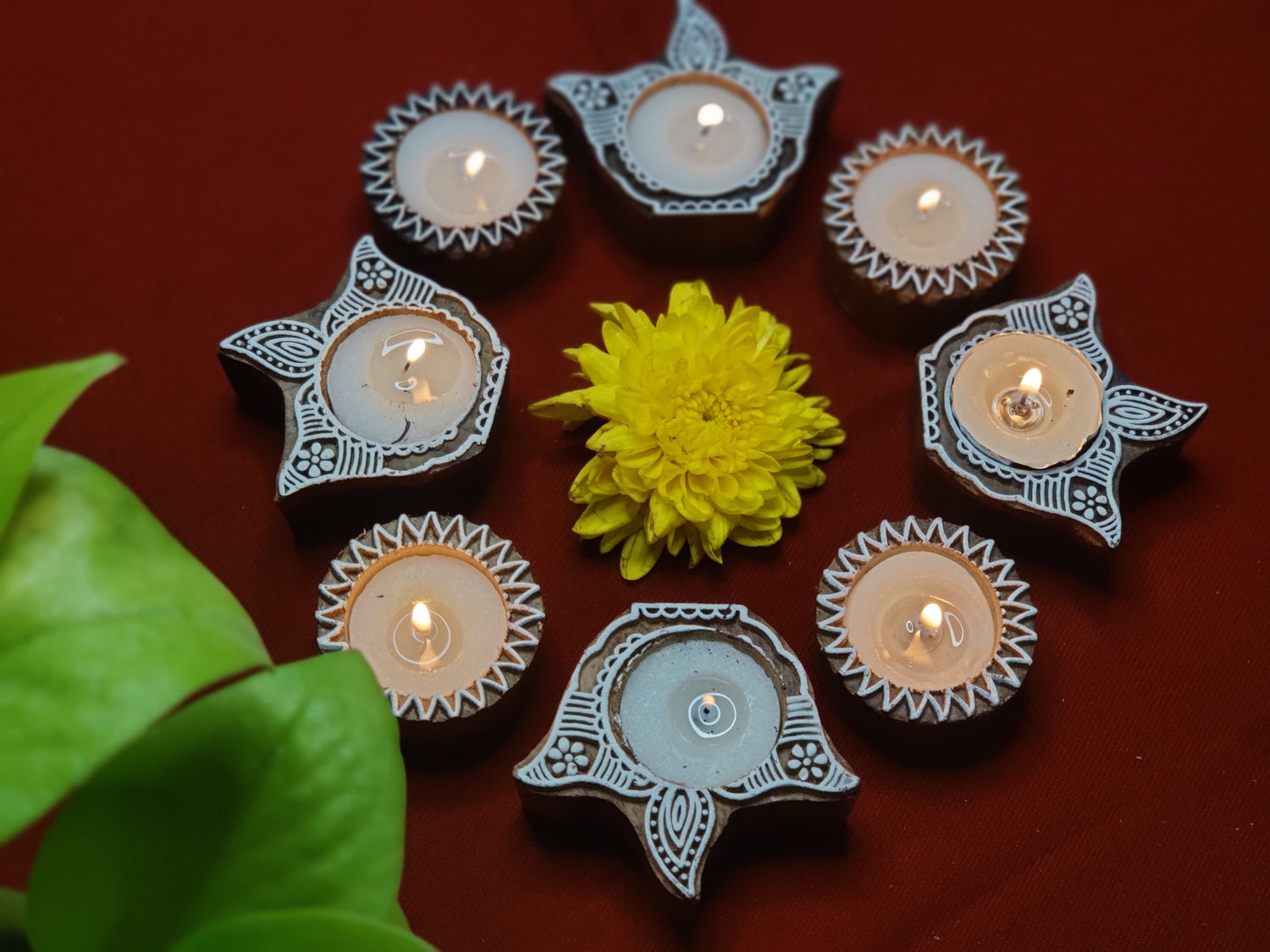 Wooden Block Diya's